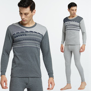 . Mens bộ đồ lót cotton mùa thu quần quần mùa thu áo ấm lót quần dày vòng cổ quần dây cotton dệt kim.