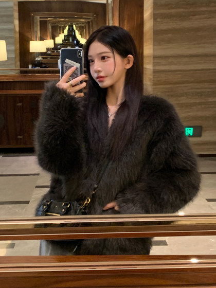 2024 spring new high-end fur coat, environmentally friendly fox fur, versatile, loose and slimming women's fur for small people