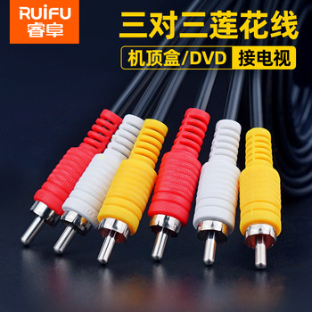 Av Cable Three-To-Three Rca Cable Wired Tv Set-Top Box Connection Cable Digital High-Definition Rca Audio Cable Video and Dvd Red-White-Yellow Three-Color Cable 3 Data Connector Signal Input Av Output
