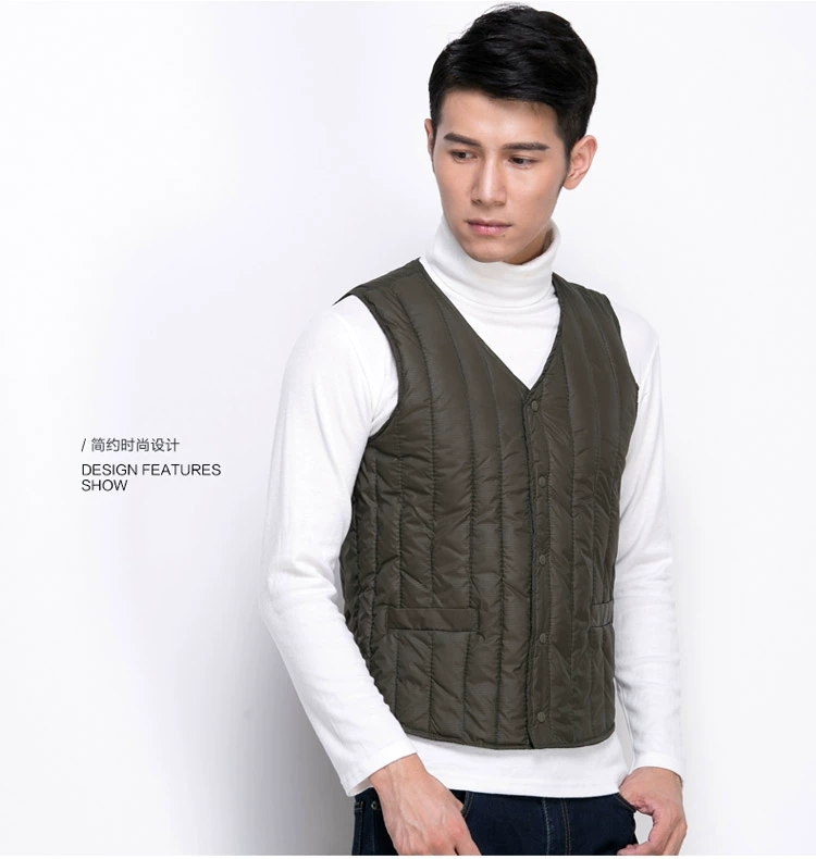 Áo vest nam cotton mỏng lót mùa thu và mùa đông Người mẫu cotton trung và già