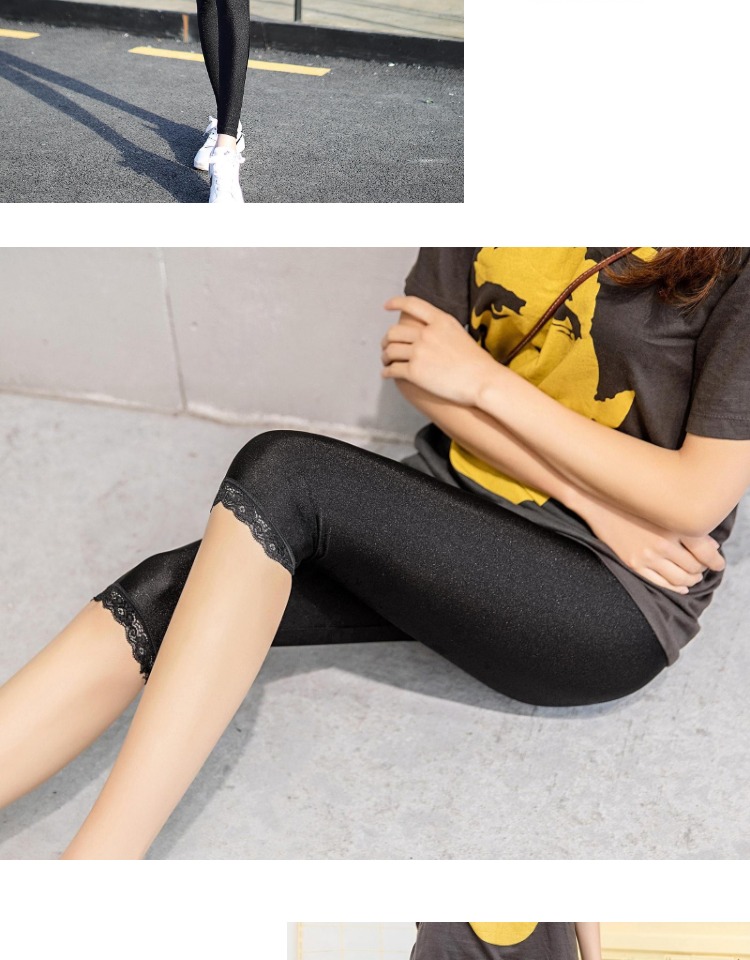 Quần legging nữ mùa xuân và mùa thu mỏng mặc mỏng chín quần size lớn béo mm bước chân cao eo quần thể dục quần lót đùi
