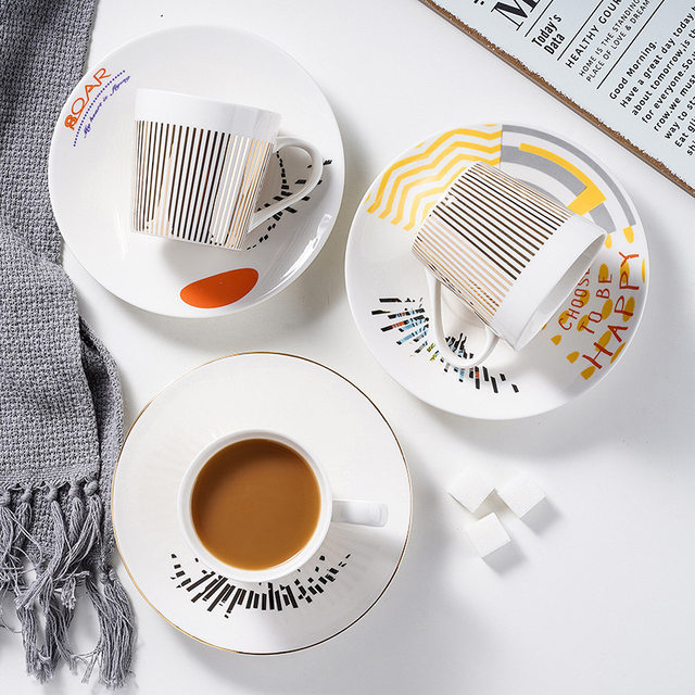 Dynamic reflection mirror cup, high-end mug, personalized creative ceramic afternoon tea, coffee cup and saucer, ceramic water cup