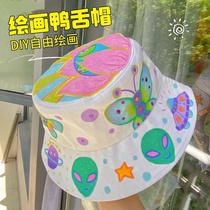 Main Painted Hat Children Graffiti Hat Fisherman Hat Homemade Diy Handmade Material Bag Creative Hand-painted Blank Duck Tongue Cap