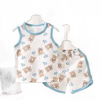Summer childrens home clothes for boys and girls thin vest shorts summer infant and toddler sleeveless suits baby pajamas