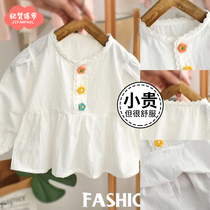 Girls shirt baby long-sleeved spring autumn cotton new princess floral little girl bottoming top jacket