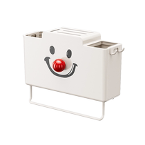 Room wall knife holder hanging punch-free smiley face chopstick cage storage rack storage box spoon drain household kitchen chopstick barrel