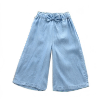 Girls denim shorts summer 2024 new childrens Tencel pants thin fashion medium and large childrens cropped pants trendy