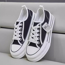 Platform white shoes for women in autumn and winter breathable thick-soled canvas shoes versatile Korean version 2024 new trendy casual board shoes