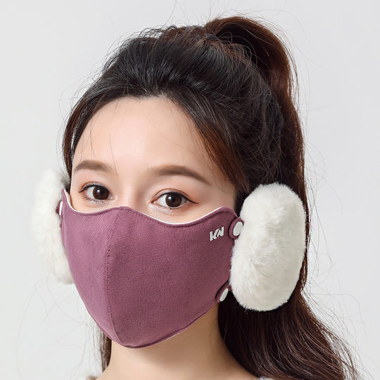 Warm Earmuff Mask for Women in Winter 2025, Windproof and Cold-Proof, Fleece-Lined Ear Protection Two-In-One Face Mask for Men, Detachable Earmuffs