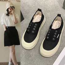 Canvas shoes for women 2024 new summer slip-on thick-soled mesh breathable white shoes for pregnant women soft-soled fishermens shoes