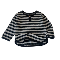 2024 Boys Striped Bottoming Shirt Childrens Striped T-Shirt Spring and Autumn Baby Loose Top Long Sleeve T-Shirt Casual and Comfortable