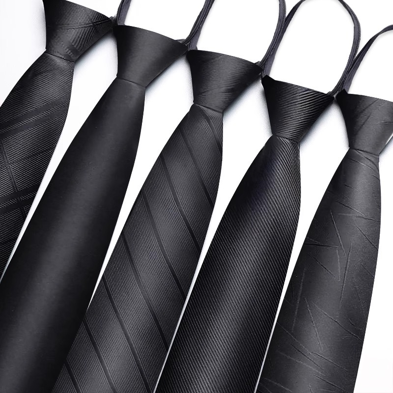 Black Tie for Men, No Need to Tie, Lazy Zipper Style, Korean Version, Narrow Slim Shirt, Formal Wear, Business Casual, Trendy, College Style