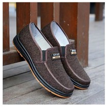 2024 Old Beijing Cloth Shoes Mens Super Breathable Canvas Shoes Flat Comfortable Work Shoes Lightweight Middle-aged and Elderly Dad Shoes
