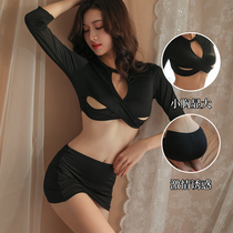 Pajamas small breasts big clothes transparent sexy temptation passionate midnight charm split suit sexy large size uniform