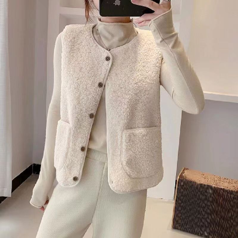Imitation Lamb Wool Vest for Women, 2026 New Autumn and Winter Style, Short Versatile Fur Vest Jacket