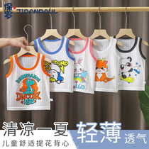 Pure cotton 2024 new style cartoon sleeveless casual vest for boys and girls childrens clothing childrens summer clothing round neck outer wear tops trendy