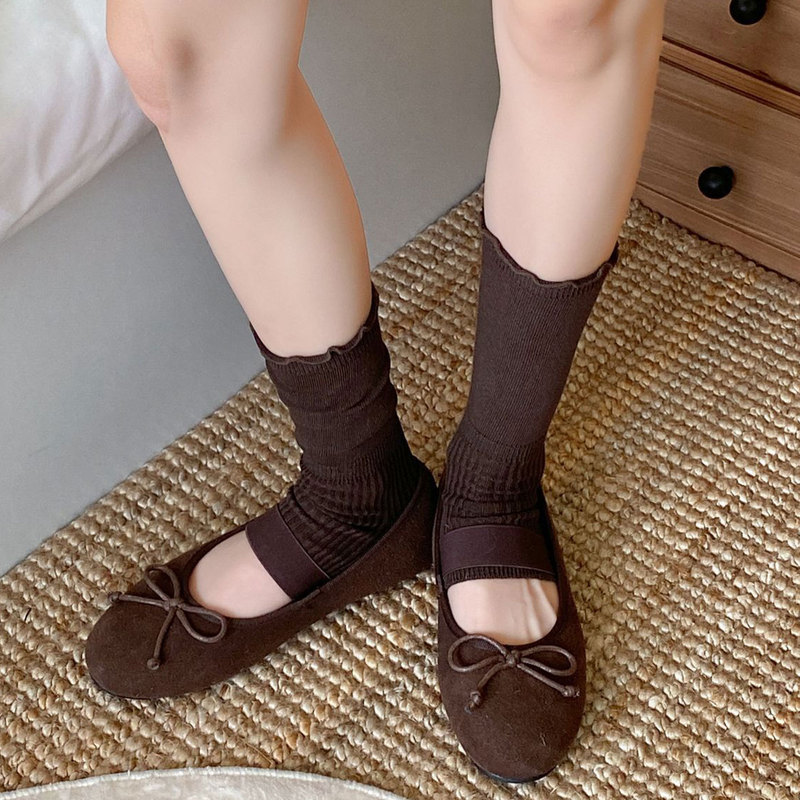 Coffee-Colored Mid-Calf Socks, Spring and Autumn Melard Socks, Half-Foot Socks, Miu-Style Open-Toe Socks, Brown Stirrup Socks Coffee-Colored Mid-Calf Socks, Spring and Autumn Melard Socks, Half-Foot Socks, Miu-Style Open-Toe Socks, Brown Stirrup Socks