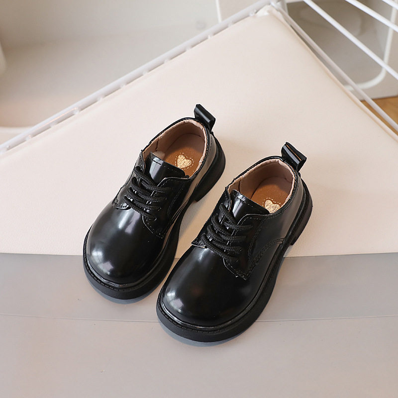 Boys' Leather Shoes, British Style Black and White Leather Shoes, Campus Casual Etiquette Shoes, Student Boys' Small Black Leather Shoes, Performance Shoes