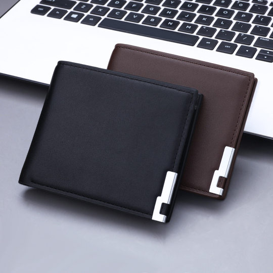 Men's Wallet Short Style Ultra-Thin Men's Business Wallet Student Wallet Men's Casual Card Holder Card Case Two-In-One Trendy