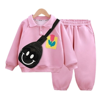 2024 New Girls Suit Autumn Clothes Korean Childrens Internet Celebrity Two-piece Set Sweatshirt Sweatpants Kindergarten Childrens Clothing