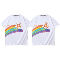 Childrens Day Performance 2024 Rainbow Parent-Child Outfits Family of Three Family Outfits Art Photo Event Mother and Child Short-sleeved T-shirt Trendy