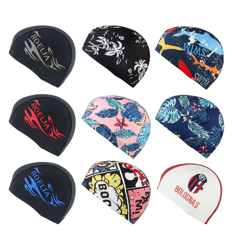 スイミングプール布製スイミングキャップ、大人用、通気性、速乾性、4本針、6本ライン、ユニセックス、夏用、大型スイミングキャップ