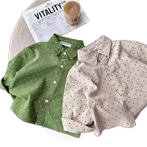 Childrens corduroy spring and autumn new coat lapel bottoming shirt for boys and girls fashionable long-sleeved shirt for outer wear trend