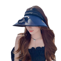 UPF50 sun protection hat for women summer sunshade with electric fan hat for adults large brim anti-UV empty top sun hat