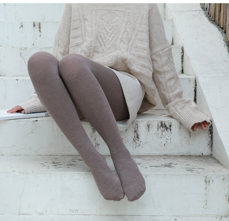 колготки / чулки дна 打底裤女春秋冬季可外穿加绒厚保暖秋裤灰色螺纹高腰不掉档连裤袜 Jifanpaul