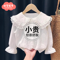 Girls shirts spring and autumn 2024 new style small shirts for baby girls autumn childrens clothing autumn tops white shirts