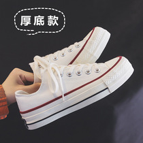 2024 new spring and summer canvas shoes for female Internet celebrities super popular with skirts thick-soled white shoes sneakers with a niche design
