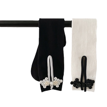 New Chinese style Hanfu national trend ancient style cheongsam buckle decorative socks ins trendy hollow calf socks mid-tube breathable cotton socks