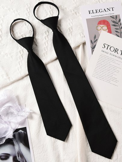 Jk Black Tie for Women, Student Bow Tie, Preppy Style Shirt, Zipper Type for Men, No-Tie Needed, Women's Decorative High-End Feel