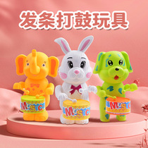 Childrens wind-up toy drumming rabbit puppy infant baby Internet celebrity hot cartoon animal educational toy