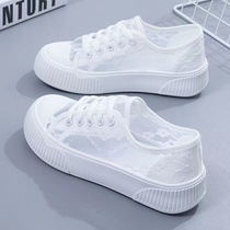 White shoes for women 2024 summer new style single mesh breathable mesh shoes hollow thin versatile ins sports sneakers
