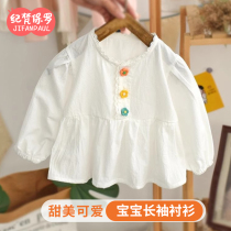 Girls shirts autumn clothing 2024 new style baby long-sleeved tops childrens doll shirts spring and autumn childrens shirts