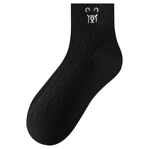 Zhuji Socks Womens Spring and Autumn Medium and Short Socks Girls Boneless Sports Socks Summer Bear Solid Color Cute Cotton Socks