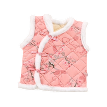 Childrens vest autumn and winter Northeast large flower cotton-padded jacket Chinese style girls floral waistcoat vest baby vest New Years greetings clothing