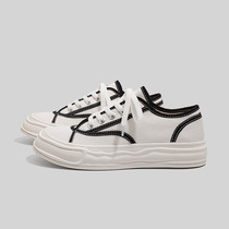 2024 new popular thick-soled white canvas sneakers for women spring and summer ins fashion niche versatile casual sports shoes