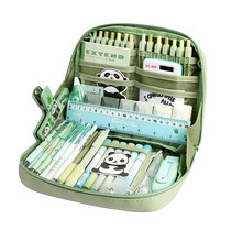 12-layer Panda Green Pencil Case 2024 New Super Large Capacity High-Looking Pencil Case Girls Version Junior High School Students Pencil Case Girls Elementary School Multifunctional Boys Boys Large Opening
