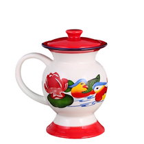 Spittoon cup with spoon and tea making artifact nostalgic old-fashioned ceramic cup funny birthday gift teapot