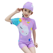 Childrens one-piece swimsuit summer girl cartoon sun protection swimsuit princess style little girl cute swimming suit hot spring