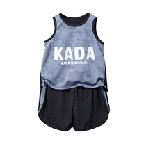 Childrens vest suit summer thin ice silk sleeveless shorts two-piece mesh quick-drying clothing boys sports suit