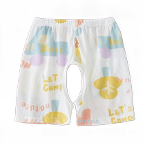 Baby crotchless pants summer shorts pure cotton thin baby breathable three-quarter pants cartoon outer wear childrens large pp pants