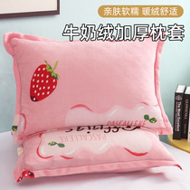 Thick milk velvet pillowcases a pair of coral flannel pillow covers autumn and winter 48cm74cm pillow core sets