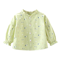 Girls baby pure cotton long-sleeved floral shirt spring and autumn new casual childrens shirt Korean style autumn style top