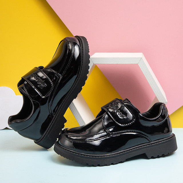 Boys' Black Leather Shoes with Soft Soles for Children's Performances, Boys' Show Shoes, Student Spring and Autumn New School Shoes, Patent Leather Dress Shoes