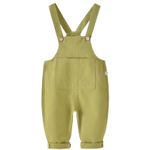 Baby style overalls 2024 spring and summer new style solid color loose jumpsuits for boys and girls versatile trousers and childrens trousers