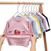 Childrens bottoming shirt long-sleeved thermal underwear boys and girls German velvet T-shirt high collar ins baby autumn and winter velvet top
