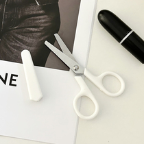ins unprinted style cream simple scissors with lid office student child safety handmade scissors small scissors